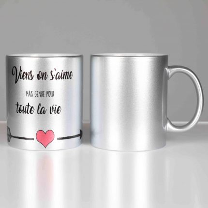 TASSE PERSONNALISÉE BRILANTE ARGENTÉ