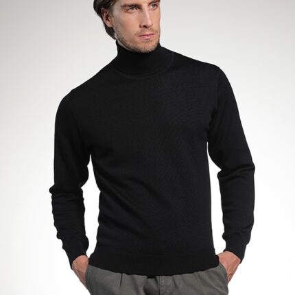 pull col roulé noir made in italie